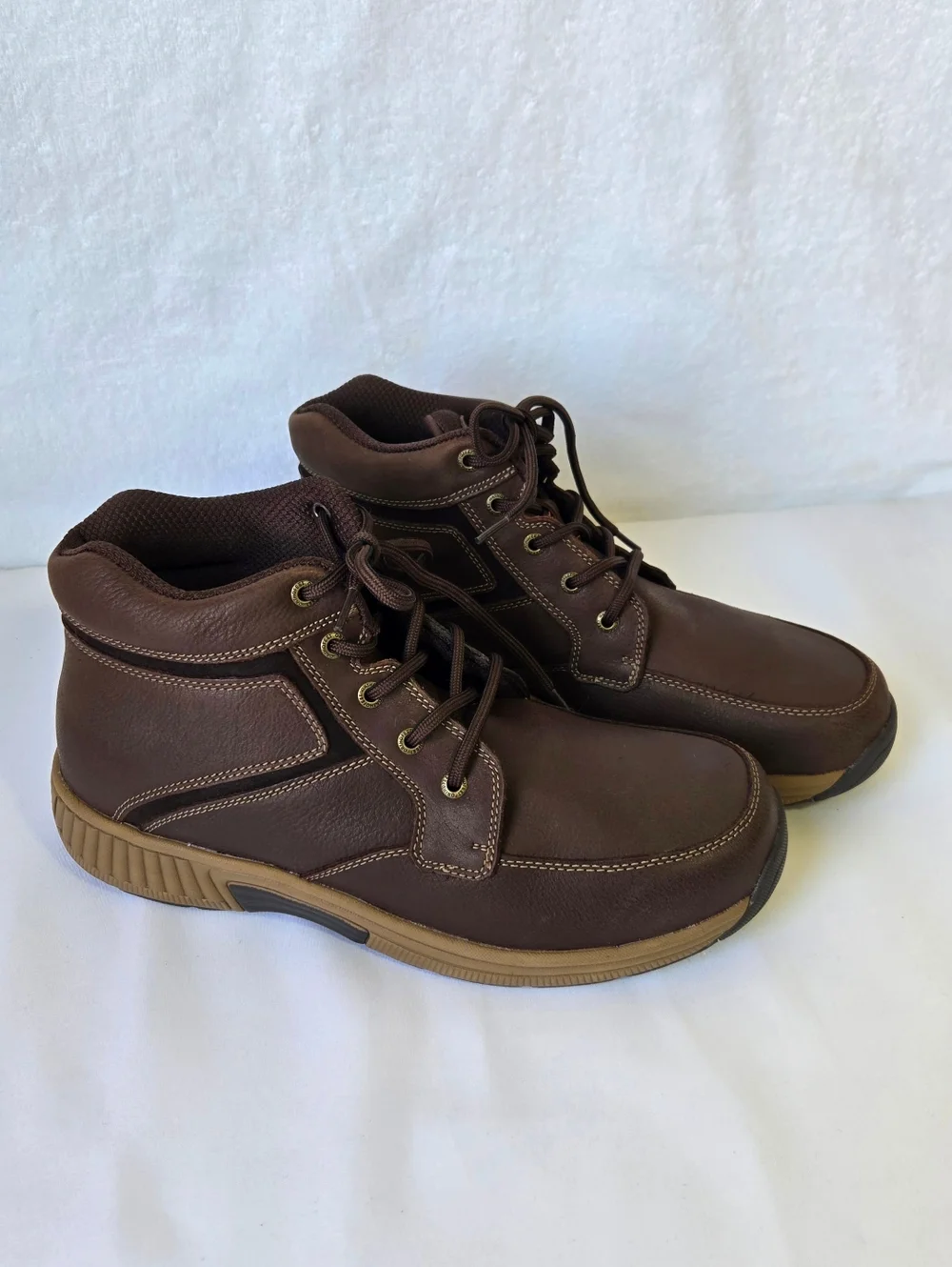 Orthofeet Brown Leather Comfort Boots Men’s 10 Casual Walking Shoes